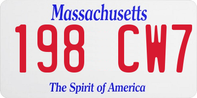 MA license plate 198CW7