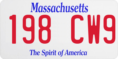 MA license plate 198CW9