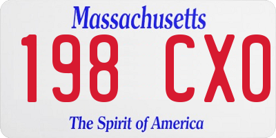 MA license plate 198CX0