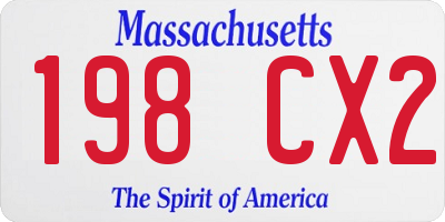 MA license plate 198CX2
