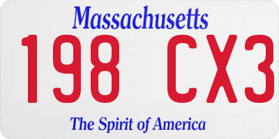 MA license plate 198CX3
