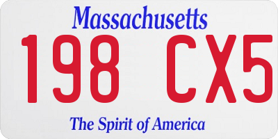 MA license plate 198CX5