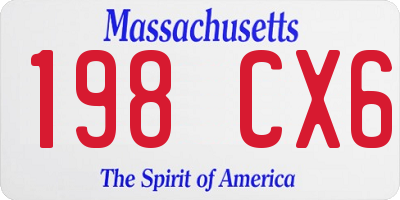 MA license plate 198CX6