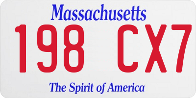 MA license plate 198CX7