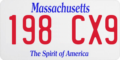 MA license plate 198CX9