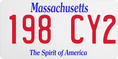 MA license plate 198CY2