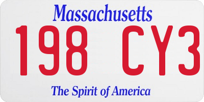 MA license plate 198CY3