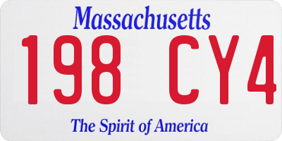 MA license plate 198CY4