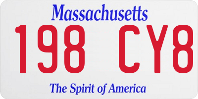 MA license plate 198CY8