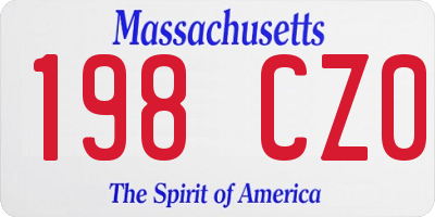 MA license plate 198CZ0