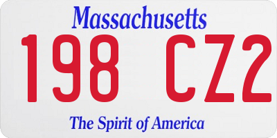 MA license plate 198CZ2
