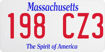 MA license plate 198CZ3