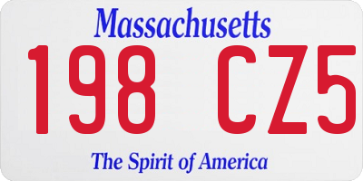 MA license plate 198CZ5
