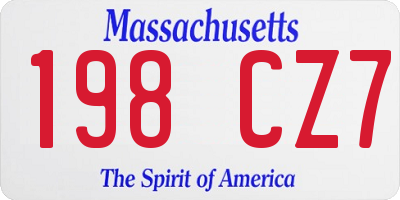 MA license plate 198CZ7