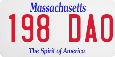 MA license plate 198DA0