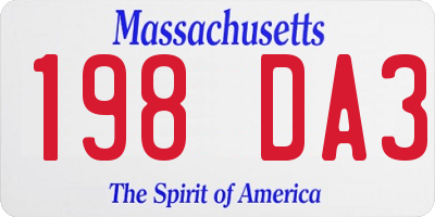 MA license plate 198DA3