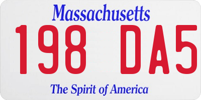 MA license plate 198DA5