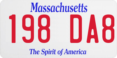 MA license plate 198DA8