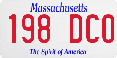 MA license plate 198DC0