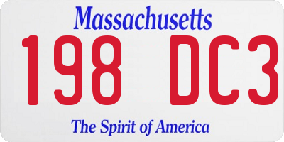 MA license plate 198DC3