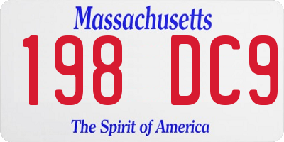 MA license plate 198DC9