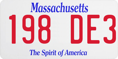MA license plate 198DE3