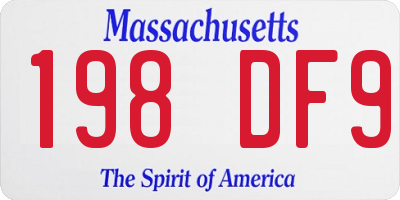 MA license plate 198DF9