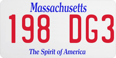 MA license plate 198DG3