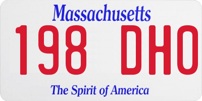 MA license plate 198DH0