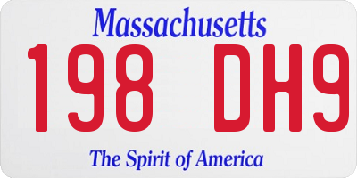 MA license plate 198DH9