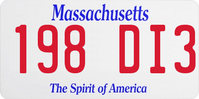 MA license plate 198DI3