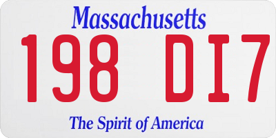 MA license plate 198DI7