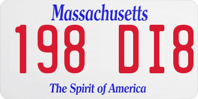 MA license plate 198DI8