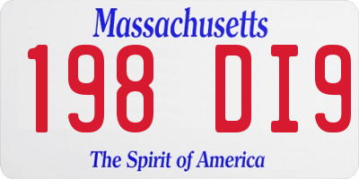 MA license plate 198DI9