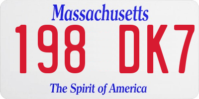 MA license plate 198DK7