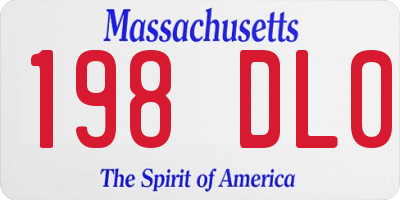 MA license plate 198DL0