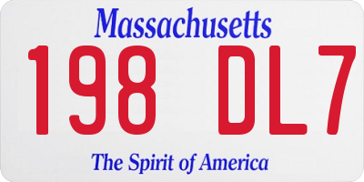MA license plate 198DL7