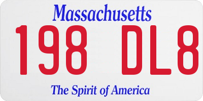 MA license plate 198DL8