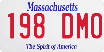 MA license plate 198DM0