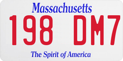 MA license plate 198DM7