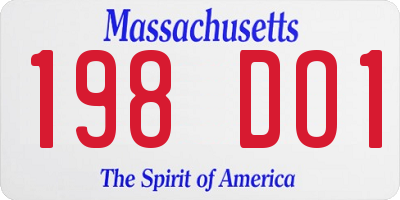 MA license plate 198DO1