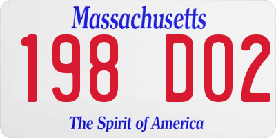 MA license plate 198DO2