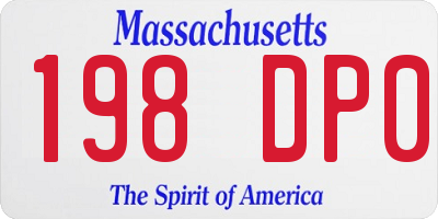 MA license plate 198DP0