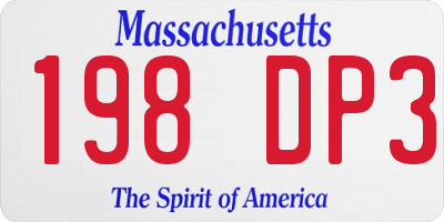 MA license plate 198DP3