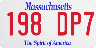 MA license plate 198DP7