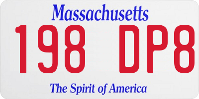 MA license plate 198DP8