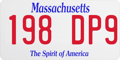 MA license plate 198DP9