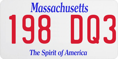MA license plate 198DQ3