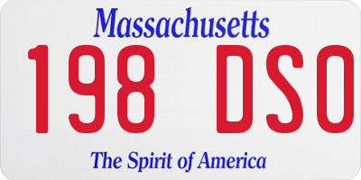MA license plate 198DS0