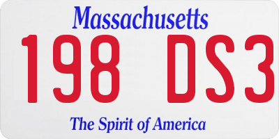 MA license plate 198DS3